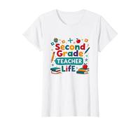 Second Grade Teacher Life - Cadeau pour éducateur élémentaire T-Shirt, Femme, Blanc, XS