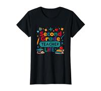Second Grade Teacher Life - Cadeau pour éducateur élémentaire T-Shirt, Femme, Noir, XS