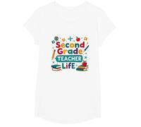 Second Grade Teacher Life - Cadeau pour éducateur élémentaire T-Shirt, Fille, Blanc, XS