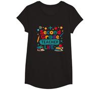 Second Grade Teacher Life - Cadeau pour éducateur élémentaire T-Shirt, Fille, Noir, XS