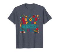 Second Grade Teacher Life - Cadeau pour éducateur élémentaire T-Shirt, Homme, Bleu Chiné, 3XL
