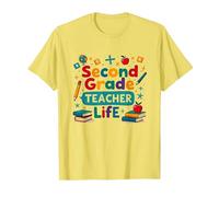 Second Grade Teacher Life - Cadeau pour éducateur élémentaire T-Shirt, Homme, Citron, 3XL