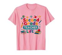 Second Grade Teacher Life - Cadeau pour éducateur élémentaire T-Shirt, Homme, Rose, 3XL