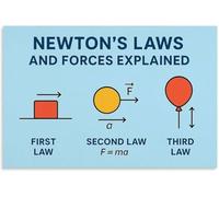 Second Law Poster for Calculation | F equals ma mass kilogram acceleration meter per second squared(Unframed,08x12inch(20x30cm))