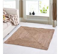 Second Nature - Dhaka - Tapis carré tressé à la main en jute indienne naturelle - 120 x 120 cm