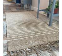 Second Nature Online Bekal Tapis en coton et toile de jute Beige et blanc cassé