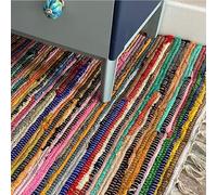 Second Nature Online Magnifique tapis chindi Style shabby chic Commerce équitable Multicolore, Coton, Multi Colours, 120cm x 120cm