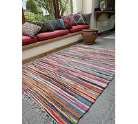 Second Nature Online Magnifique tapis chindi Style shabby chic Commerce équitable Multicolore, Coton, Multi Colours, 150cm x 210cm