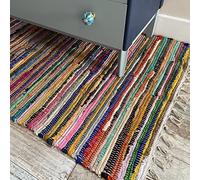 Second Nature Online Magnifique tapis chindi Style shabby chic Commerce équitable Multicolore, Laiton, Multi Colours, 75cm x 125cm