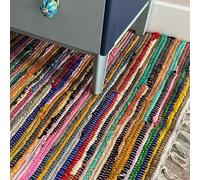 Second Nature Online - SHANTI Tapis de couloir multicolore | Tissé à la main | Respectueux de l'environnement : tissu 100 % recyclé | Source éthique | Tissage plat (60 cm x 150 cm)