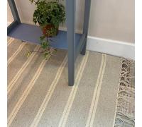 Second Nature Online Tapis indien à tissage plat - Deux rayures en fil de jute et coton doux - Blanc cassé et Gris pâle Ne décolore pas. 60cm x 90cm gris