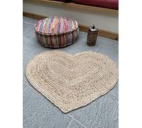 Second Nature Online Tapis tressé en forme de cœur tissé à la main avec jute naturelle brute
