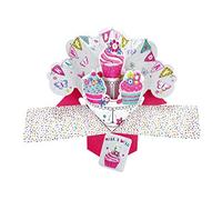Second Nature Pop Ups Carte pop-up d'anniversaire avec inscription "Happy Birthday" et cupcakes