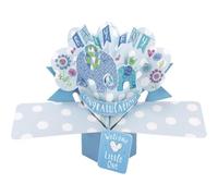 Second Nature Pop Ups éléphants carte de naissance garçon avec inscription bleue