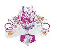 Second Nature Pop193 - Carte d'anniversaire pop-up - Motif floral, pour 60e anniversaire