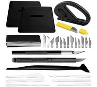 Seconero 45 Pièces Kit Covering, Outils de Film pour Papier peint, Fenêtre Voiture, Carrelage Vinyle Raclette pour Pose Adhesif, avec Raclette, Couteau à Découper, Lames de Remplacement