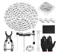 Seconero Chaîne de vélo, Chaîne de Vélo 6/7/8 Vitesses, 1/2 x 3/32 Pouces 116 maillons, Kit Reparation Chaine Velo avec Casse-chaîne, Pince à Chaîne de Vélos et 3 Paires de Cadenas de Chaine