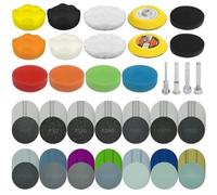 Seconero Kit Rénovation Phare 158Pcs, Kit Renovateur Phare Voiture, Disques de Ponçage 75mm Papier à Poncer Grain 60-10000 Papiers de Verre Sec à l'eau, Kit de Restauration de Phares pour Auto et Moto