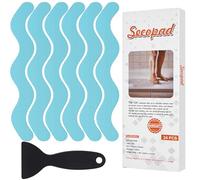 Secopad Autocollants Antidérapants Douche Baignoire 24 Pièces avec Raclette, Adhérence Maximale pour Receveur de Douche, Salle de Bain et Escaliers(Bleu)