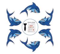 Secopad Lot de 20 autocollants antidérapants en forme de requin pour baignoire et douche avec grattoir de qualité supérieure, chacun environ 11,9 x 8,1 cm