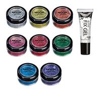 Secoueurs à paillettes fines par Moon Glitter (Paillette Lune) - 100% de paillettes cosmétique pour le visage, le corps, les ongles, les cheveux et les lèvres - 5g - Assortiment de 8 couleurs