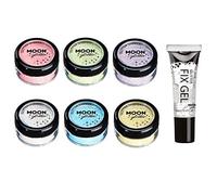 Secoueurs à paillettes pastel par Moon Glitter (Paillette Lune) - 100% de paillettes cosmétique pour le visage, le corps, les ongles, les cheveux et les lèvres - 3g - Assortiment de 6 couleurs