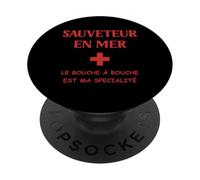 Secouriste Bouche à Bouche Maître-Nageur Sauveteur en mer PopSockets PopGrip Adhésif