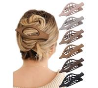 SECRET AROMA 6 pinzas planas para el pelo para mujer, estilo francés Concord, para cabello grueso y fino, antideslizantes, de fijación fuerte