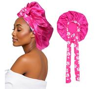 SECRET AROMA Bonnet de nuit en satin avec élastique souple pour femme, grand bonnet de nuit à large bande souple pour cheveux bouclés et tresses