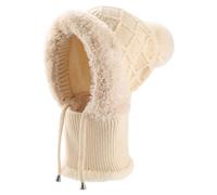 SECRET AROMA Bonnet d'hiver pour Femme, Une pièce, Ample, doublé Polaire, tricoté, Chaud, Masque, tête de Mort, écharpe Circulaire, Ski, Neige