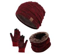 SECRET AROMA Conjunto de gorro, bufanda y guantes de invierno para niños, gorro y bufanda con forro polar, guantes de punto para pantalla táctil para niños y niñas de 4 a 10 años