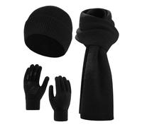 SECRET AROMA Ensemble bonnet, écharpe, gants, bonnet souple, bonnet tricoté, moufles tactiles, écharpes et 3 accessoires d'hiver, coffret cadeau pour femmes et hommes