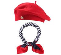 SECRET AROMA Ensemble de 3 bérets français en Laine, Chapeau, écharpe, Couronne, épingle, Accessoires de Costume pour Femme, Artiste Peintre, fête à thème française