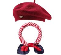 SECRET AROMA Ensemble de 3 bérets français en Laine, Chapeau, écharpe, Couronne, épingle, Accessoires de Costume pour Femme, Artiste Peintre, fête à thème française