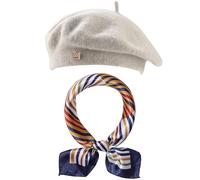 SECRET AROMA Ensemble de 3 bérets français en Laine, Chapeau, écharpe, Couronne, épingle, Accessoires de Costume pour Femme, Artiste Peintre, fête à thème française