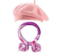 SECRET AROMA Ensemble de 3 bérets français en Laine, Chapeau, écharpe, Couronne, épingle, Accessoires de Costume pour Femme, Artiste Peintre, fête à thème française