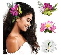 SECRET AROMA Lot de 3 pinces à cheveux en forme de fleur tropicale pour femme, style bohème, idéal pour une fête sur la plage, un mariage ou des vacances