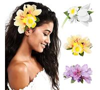 SECRET AROMA Lot de 3 pinces à cheveux en forme de fleur tropicale pour femme, style bohème, idéal pour une fête sur la plage, un mariage ou des vacances