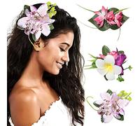 SECRET AROMA Lot de 3 pinces à cheveux en forme de fleur tropicale pour femme, style bohème, idéal pour une fête sur la plage, un mariage ou des vacances