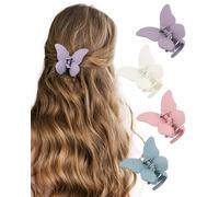 SECRET AROMA Lot de 4 petites pinces à cheveux papillon élégantes et antidérapantes pour femmes et filles, accessoires pour cheveux épais et fins (4 couleurs)