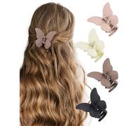 SECRET AROMA Lot de 4 petites pinces à cheveux papillon élégantes et antidérapantes pour femmes et filles, accessoires pour cheveux épais et fins (4 couleurs)