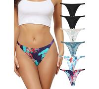 SECRET AROMA Strings sans Couture pour Femmes Strings Sexy sans présentation de Culottes sous-vêtements imprimés Extensibles Lot de 6 S-XL