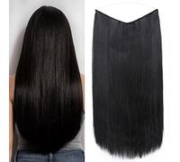 Secret Bandeau Wire in Hair Extensions Élastique Extension de Cheveux Naturels Postiche Ombre pour les Femmes 40cm Droite - Noir foncé