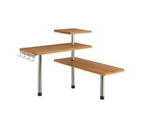 Secret de gourmet 3 niveaux Etagère d'angle en bambou et inox - Cuisine - Salle de bain ou sur un bureau - Idéal pour gagner de la place