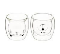 Secret de Gourmet - Coffret 2 Mugs en Verre "Animaux" 25cl Transparent