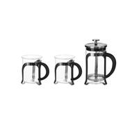 Secret de Gourmet - Coffret 3 pièces Cafetière à piston en Verre avec 2 Tasses Verrre