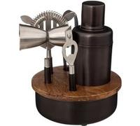 Coffret pour cocktails maison en inox et bois - Noir/Marron - D 16 x H 21 cm Noir