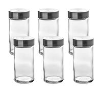 Lot de 6 pots à épices en verre et métal - 80ml - H 9,5 x F 4,5 cm G