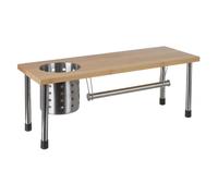 Secret de Gourmet - Etagère de cuisine porte ustensiles et essuie-tout en bambou - 51 x 21 cm