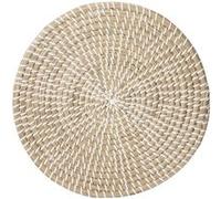 Toilinux - Lot 6x Set de table en osier vannerie Mood - Diam. 35 cm - Blanc - Natural Mood Blanc G